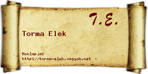 Torma Elek névjegykártya